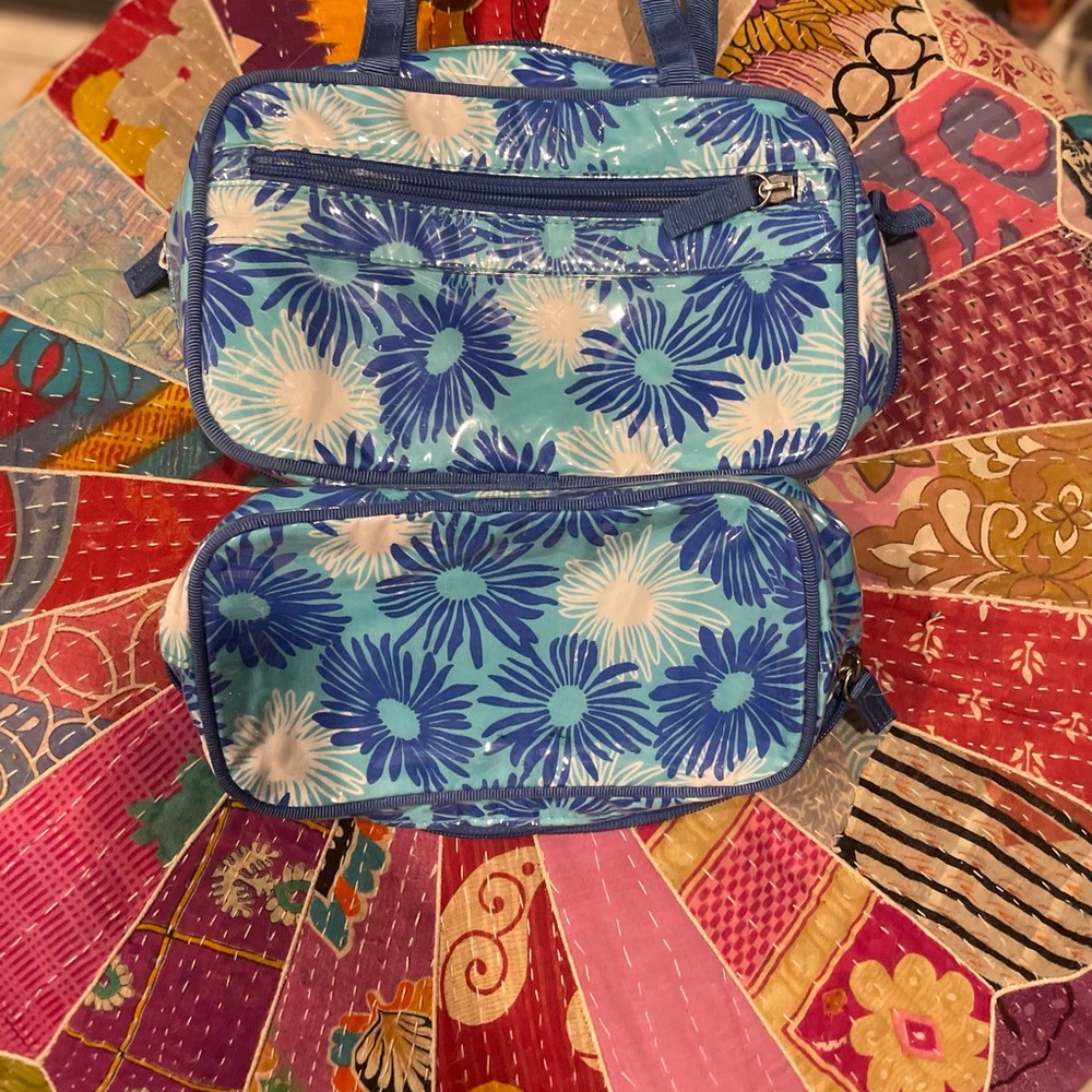 Floral Blue and White Travel Bags
